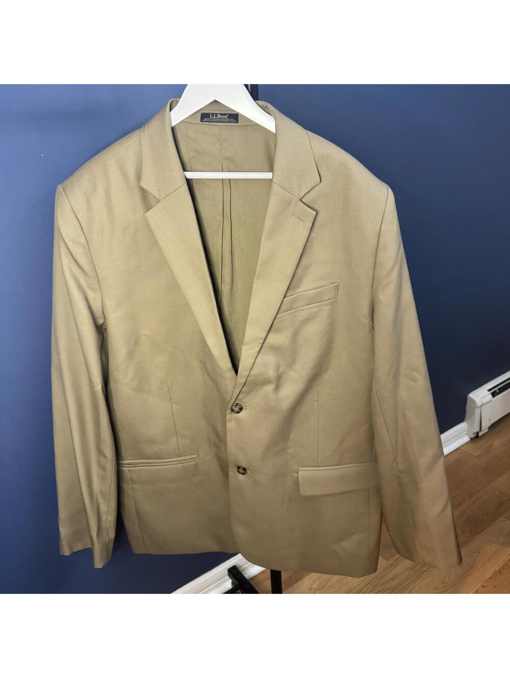 L.L. Bean Men’s 100% Wool Blazer Tan 50R Sport Coat Jacket Classic